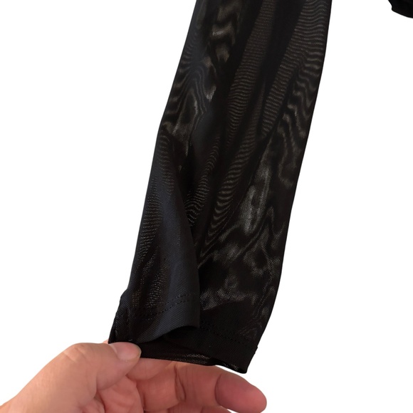 American Eagle Black Ruched Mesh Long Sleeve Top XL - Picture 4 of 9